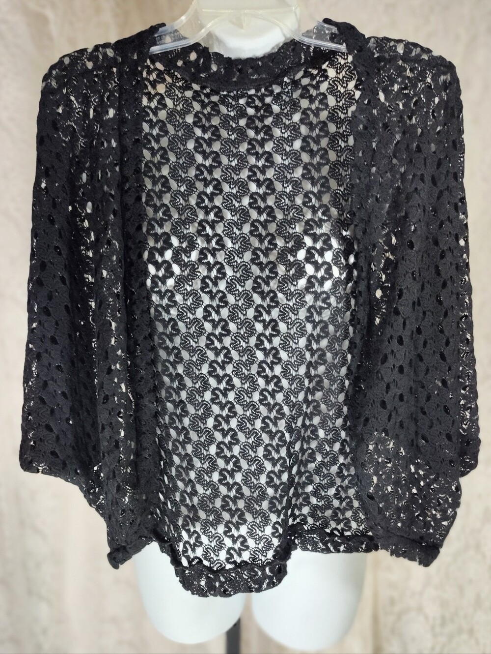 Abollria Black Lace Cardigan Kimono Shrug
